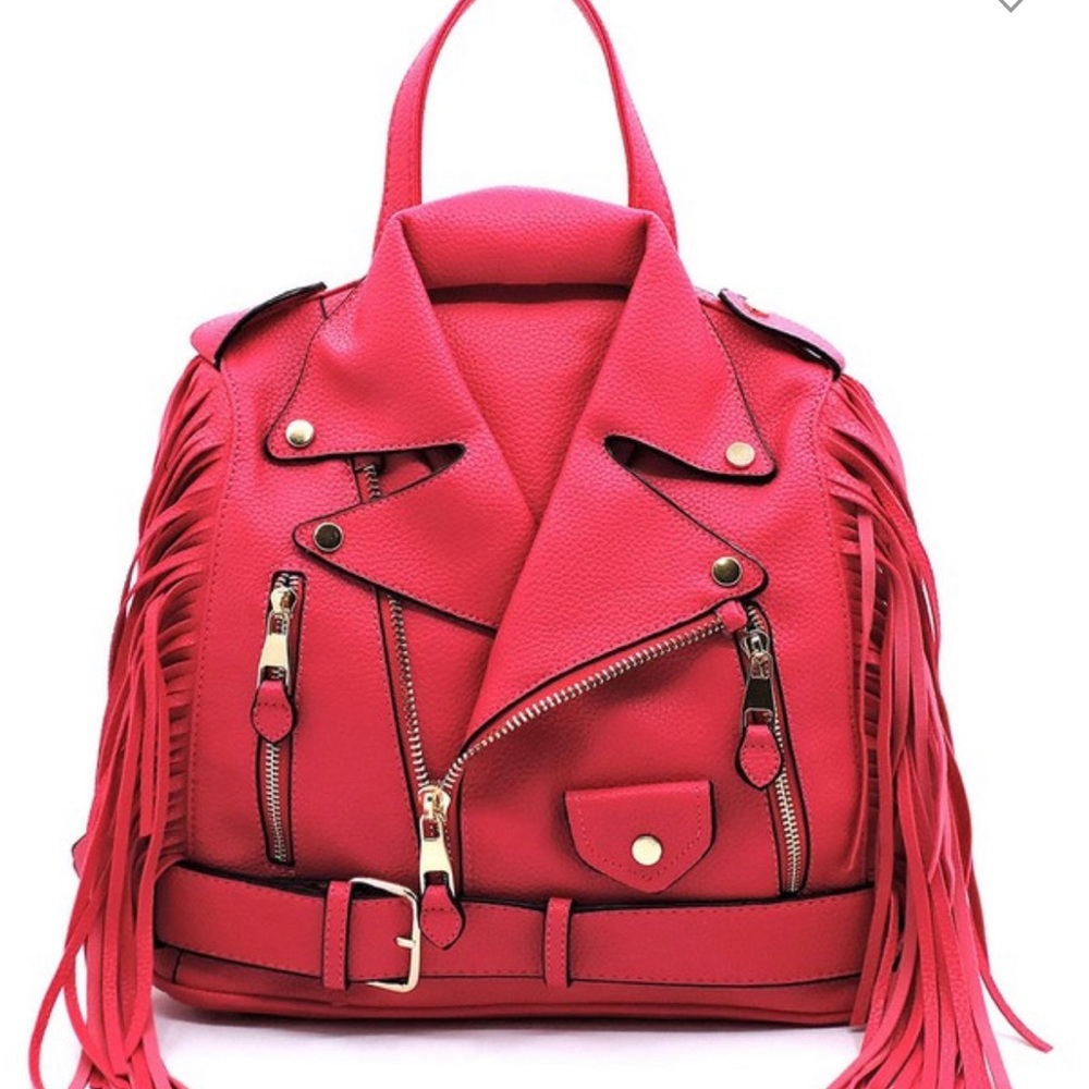 Motorcycle Jacket Fringe Backpack Purse - Picture 2 of 7